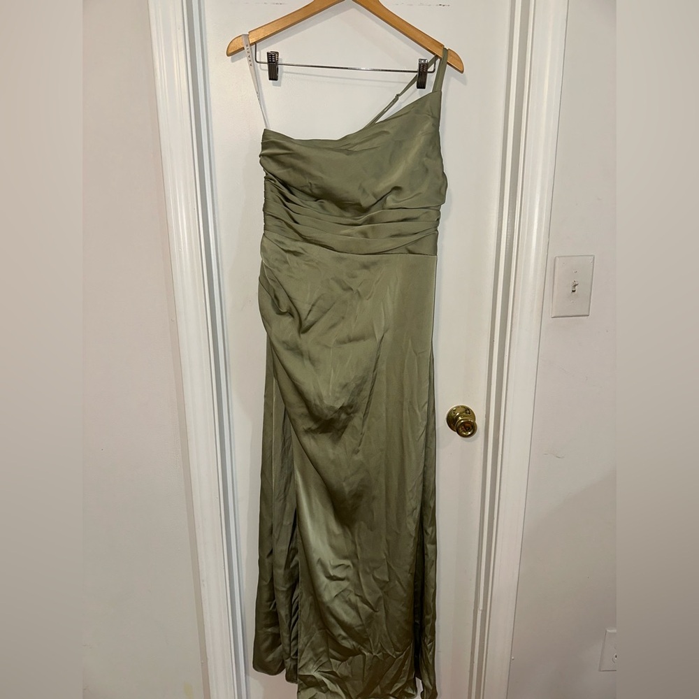 Azazie One Shoulder Olive Dress